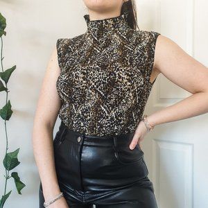 VINTAGE LEOPARD PRINT ACCORDION TOP